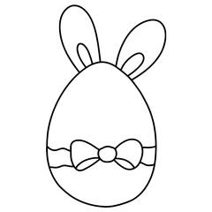 Cute Easter Egg with Rabbit Ear, Bunny Easter Hunt Egg, Easter Elements