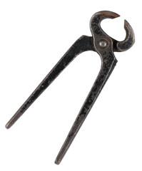 Old steel pliers, a tool on a transparent background.