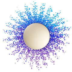 digital frame with metallic sphere and many multicolored  bubbles