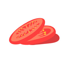 Set of tomatoes in cartoon flat style. Healthy natural vegetables food. Vector illustration isolated on white background.