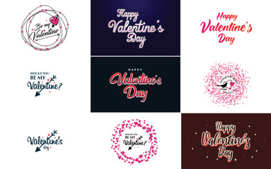 Happy Valentine's Day typography poster with handwritten calligraphy text. isolated on white background