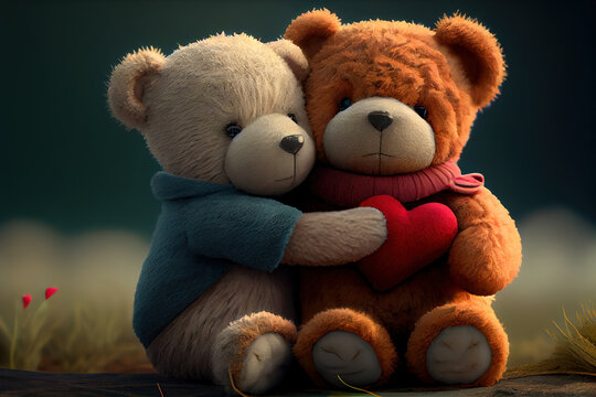 Two Teddy Bears Hugging, Generative AI