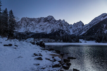 Cold evening at the lakes of Fusine