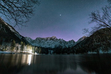 Cold starry night at the lakes of Fusine