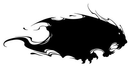 Black abstract panther. Black tongues of fire. Angry panther logo.