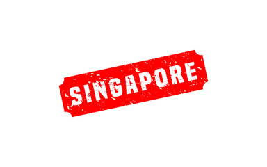 SINGAPORE stamp rubber with grunge style on white background