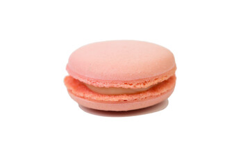 Pink delicious macaroons cookies with cream.