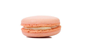 Pink delicious macaroons cookies with cream.