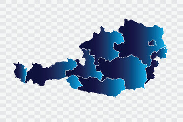 Austria Map indigo Color on White Background quality files png