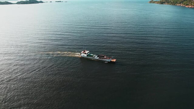 Ship sailing on lake Victoria near Mwanza city, Tanzania