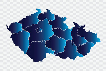 Czech Republic Map indigo Color on White Background quality files png