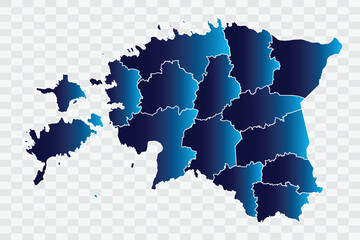 Estonia Map indigo Color on White Background quality files png