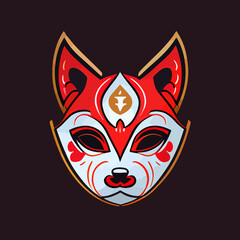 kitsume mask vector icon illustration