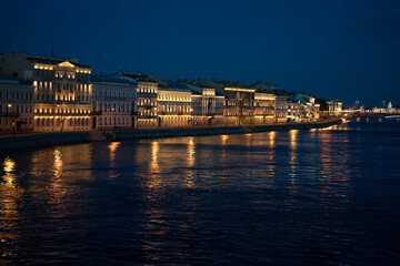 Summer white night in St. Petersburg. neva river