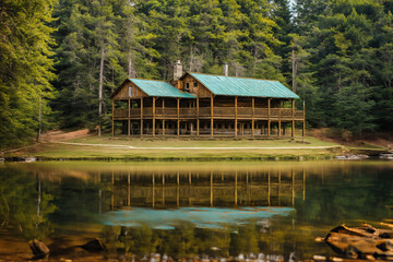 cabin on the lake, Generative AI