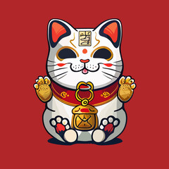 lucky cat flat design, vector art, lucky cat icon, chinese