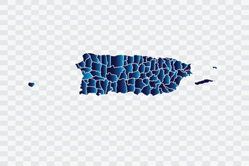 Puerto Rico Map indigo Color on White Background quality files png