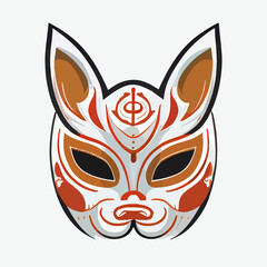 kitsume mask flat design, vector art, kitsume icon