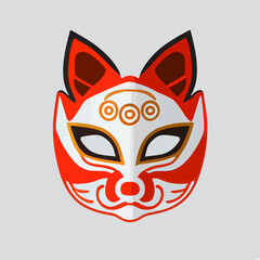 kitsume mask flat design, vector art, kitsume icon