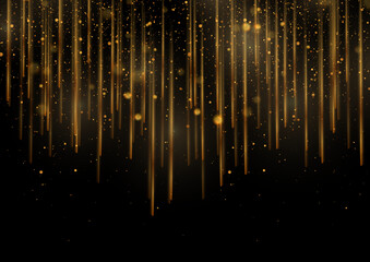 Golden shiny sparkling background with bokeh lights and smooth lines. Luxury vector design © saicle