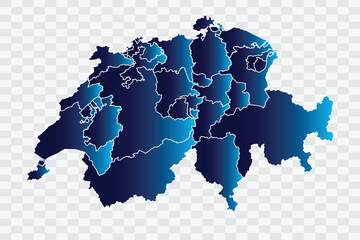 Switzerland Map indigo Color on White Background quality files png