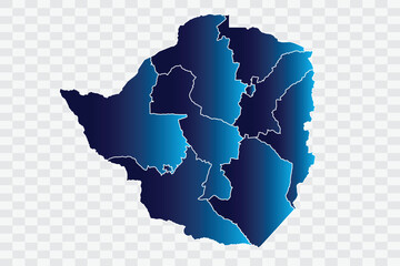 Zimbabwe Map indigo Color on White Background quality files png