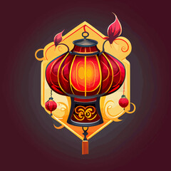 traditional chinese lantern flat design