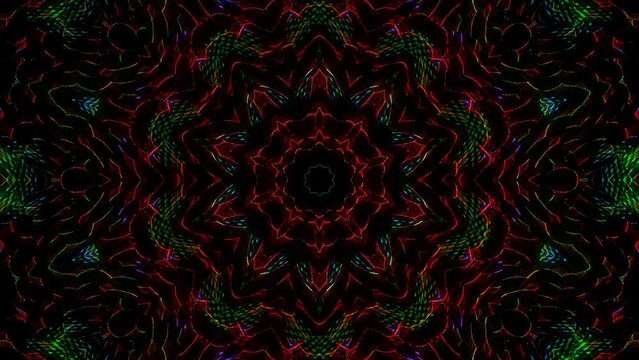 Abstract Kaleidoscope pattern with full colors. Magic mandala. 4k	
