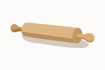 Wooden texture. Rolling pin, kitchen utensils.  Cooking. Logo, sign, design for home baking, bakery, confectionery. Vector illustration.