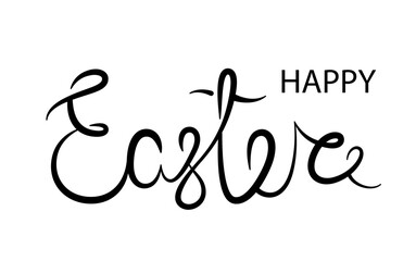 Fototapeta na wymiar Happy Easter. Black lettering on a white background. 