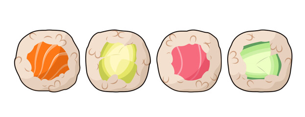 A set of sushi maki on a white background. Japanese cuisine.  © Юлия Викленко