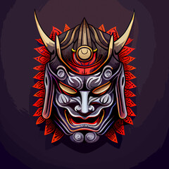 samurai mask flat design, vector art, samurai mask icon