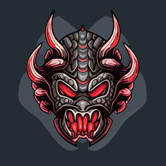 chinese demon mask flat design, vector art, demon mask icon