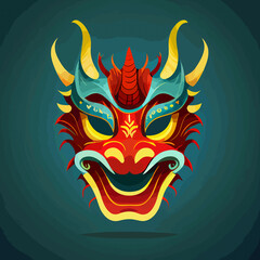 chinese dragon mask flat design, vector art, dragon icon