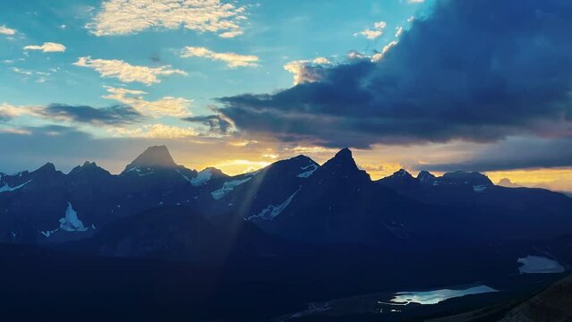 Epic Colorful Sunset Over Vast Rocky Mountain Range