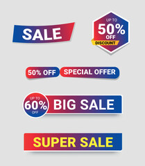 Price discount promotion banner, special offer sticker. Vector isolated set