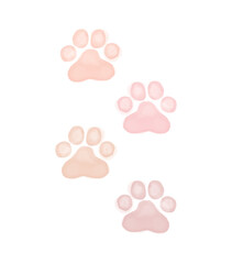 Fototapeta na wymiar Watercolor Painting Style Cat's Paws Print. Pastel Pink and Light Coral Paws on a White Background. Cute Vector Illustration for Cat Lovers. Little Paws Print ideal for Wall Art, Poster, Card.