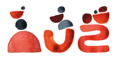 Abstract art watercolor stain elements vector illustration isolated on white background. Painting brush texture decoration with art acrylic poster design.