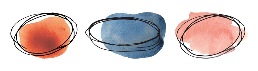 Abstract art watercolor stain elements vector illustration isolated on white background. Painting brush texture decoration with art acrylic poster design.