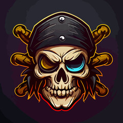 Fototapeta premium Pirate skull vector icon illustration