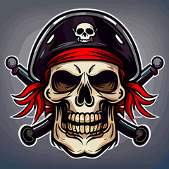 Pirate skull vector icon illustration