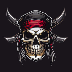 Fototapeta premium Pirate skull vector icon illustration
