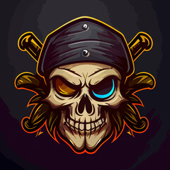 Pirate skull flat design, vector art, pirate icon