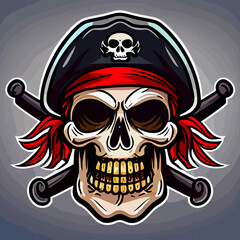 Pirate skull flat design, vector art, pirate icon