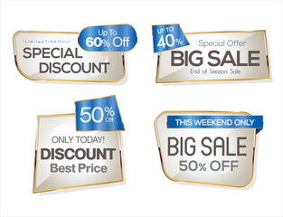 Fototapeta premium Super sale gold and white retro badges and labels collection 