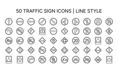 Traffic Sign Icons | Line Style