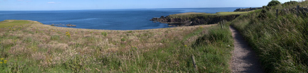 Panorama from Stonehaven and Dunnottar Castle - Aberdeenshire - Scotland - UK