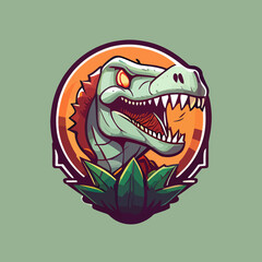 T-rex skull flat design, vector art, t-rex icon
