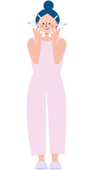 化粧水をつける女性のイラスト