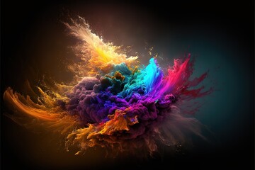 Color Splash series. Background design of fractal paint and rich texture. Generative AI